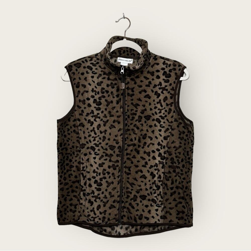 EUC | Rebecca Malone | Leopard Zipper Vest | Brown | Medium
